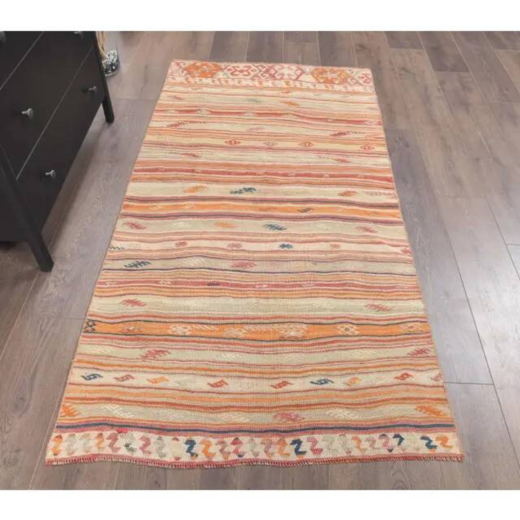 1970s Turkish Oushak Kilim Wool Rug 101x197