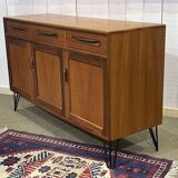 Enfilade GPlan en teck des années 70 avec ses pieds compas.