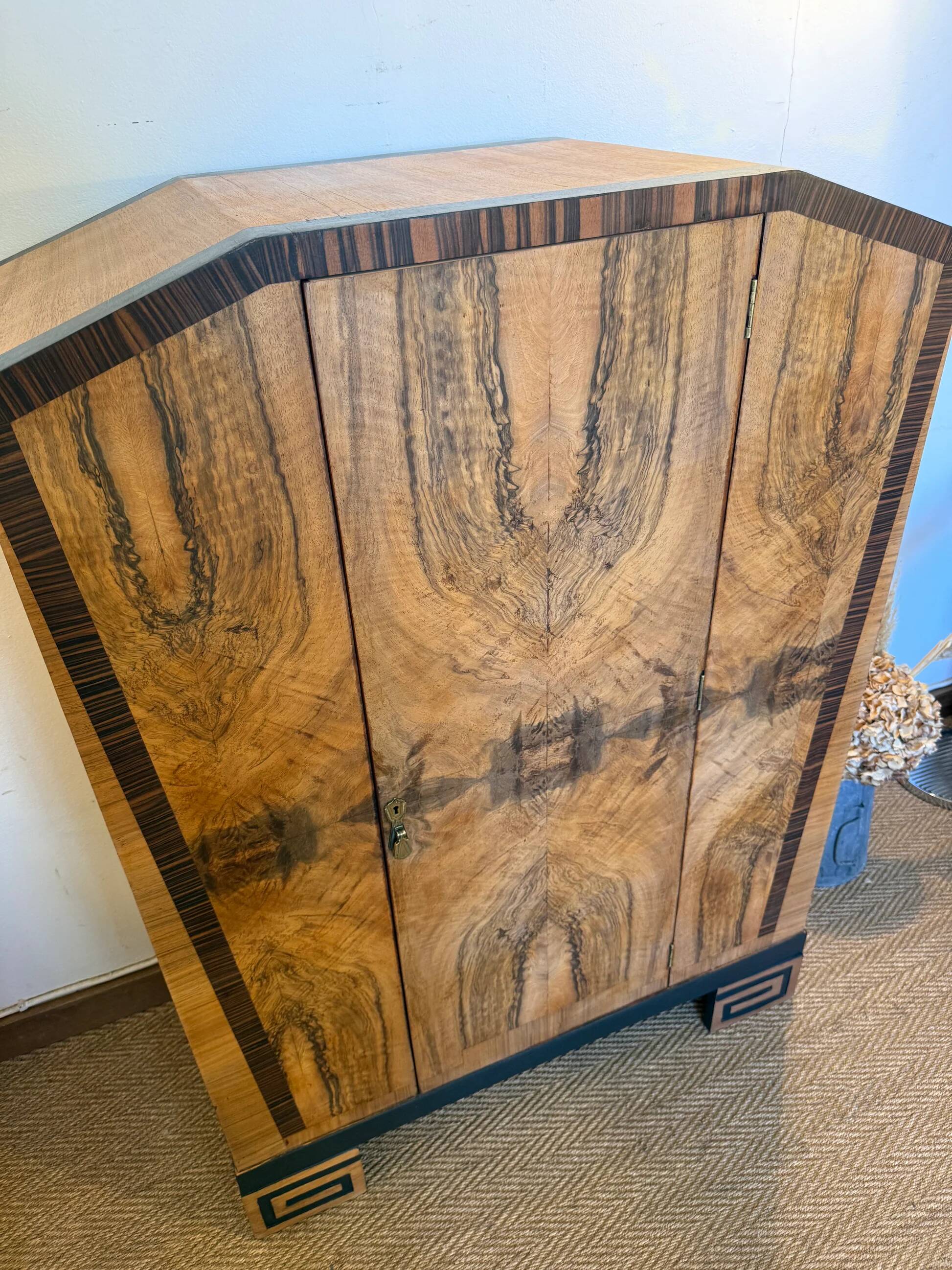 Vintage art deco storage furniture (dresser, wardrobe) in burr walnut