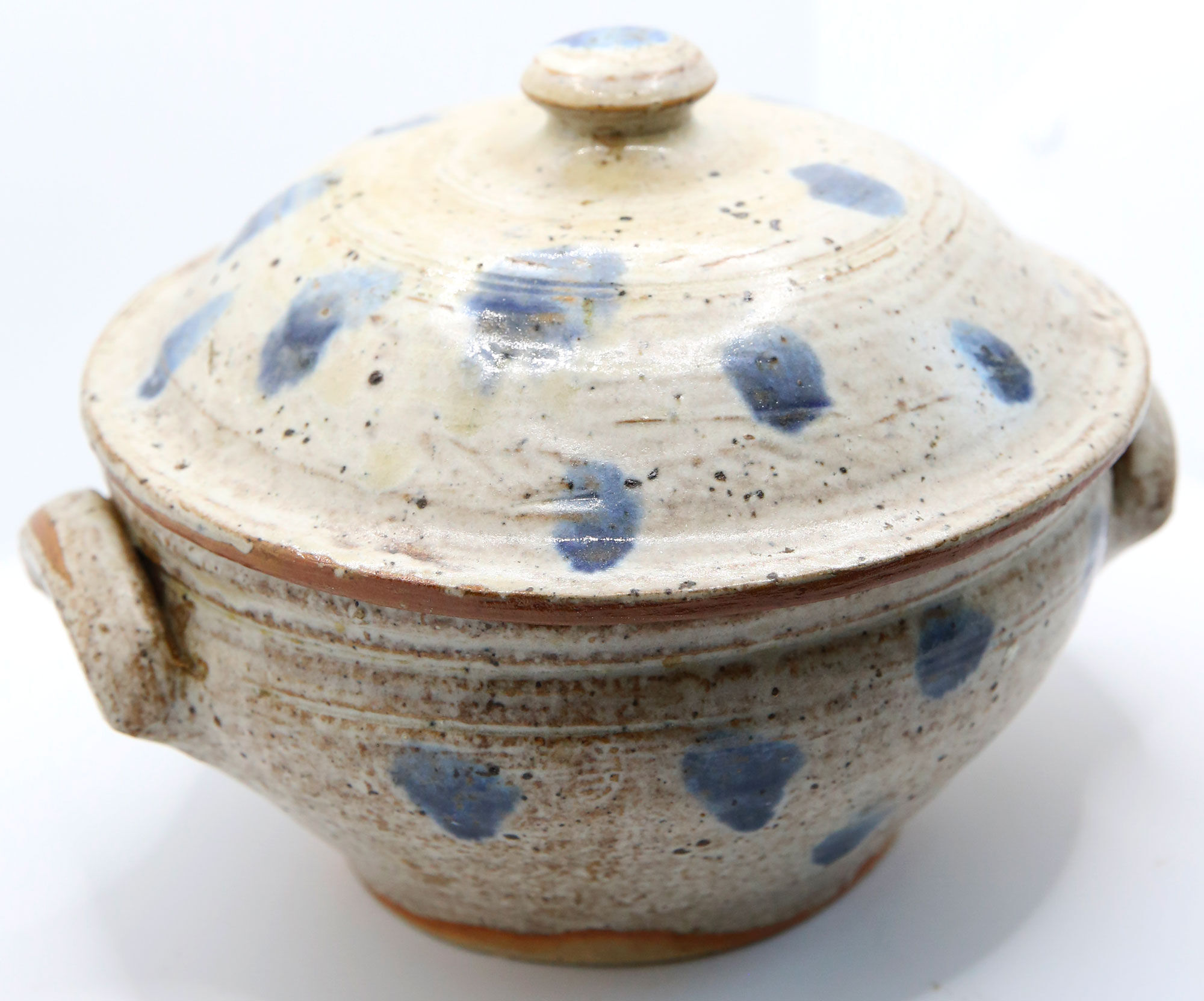 Bohemian soup tureen in gray sandstone and its blue spots