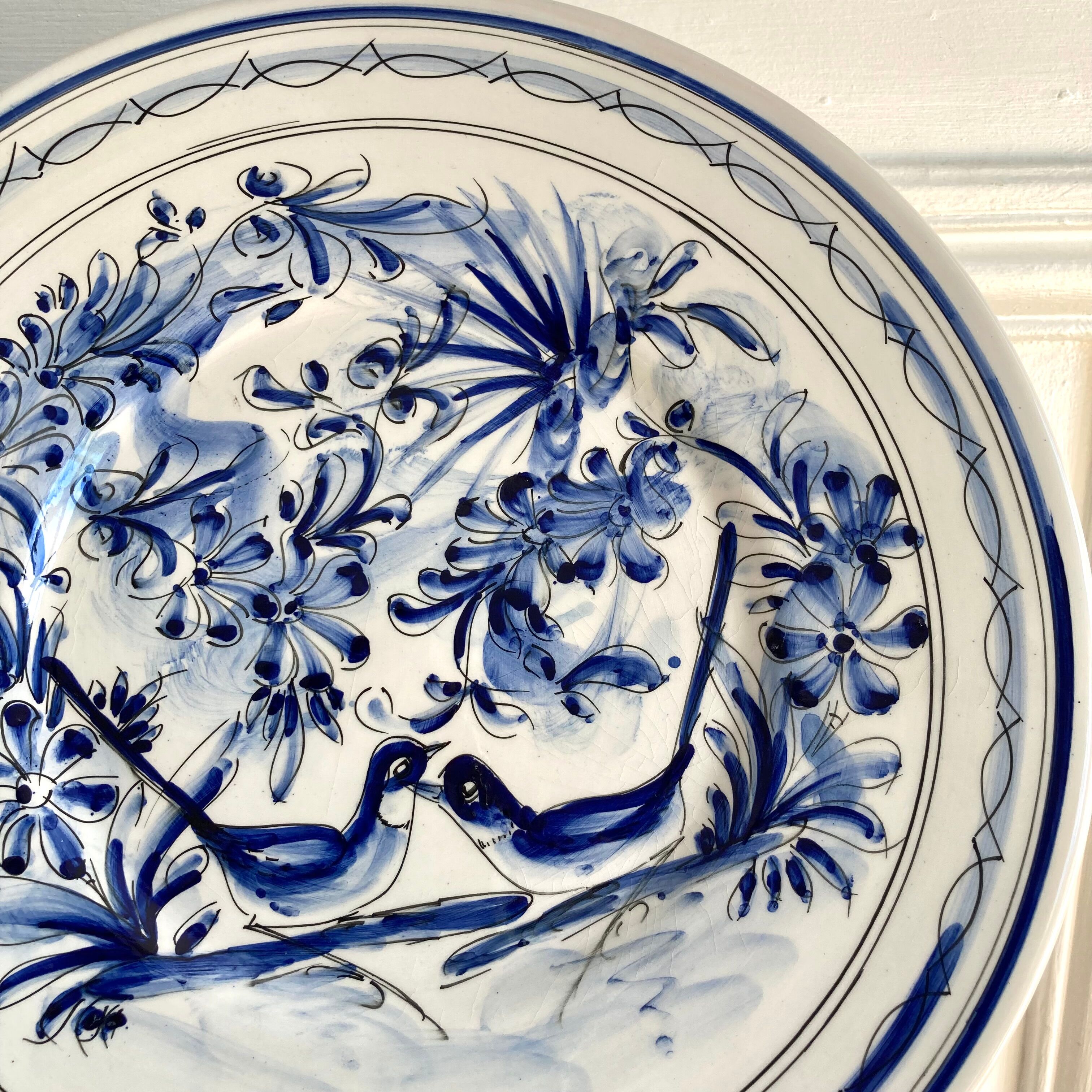 Decorative plate ceramic birds