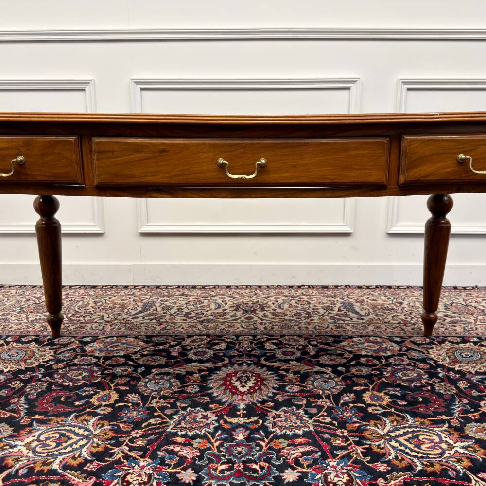 Classic English Writing Desk Black Leather