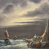 Oil on canvas marine scene