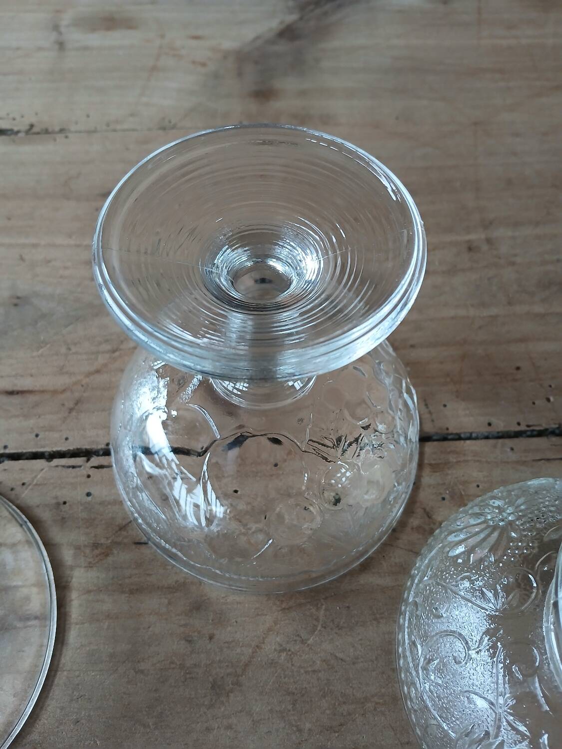 5 antique clear glass cups