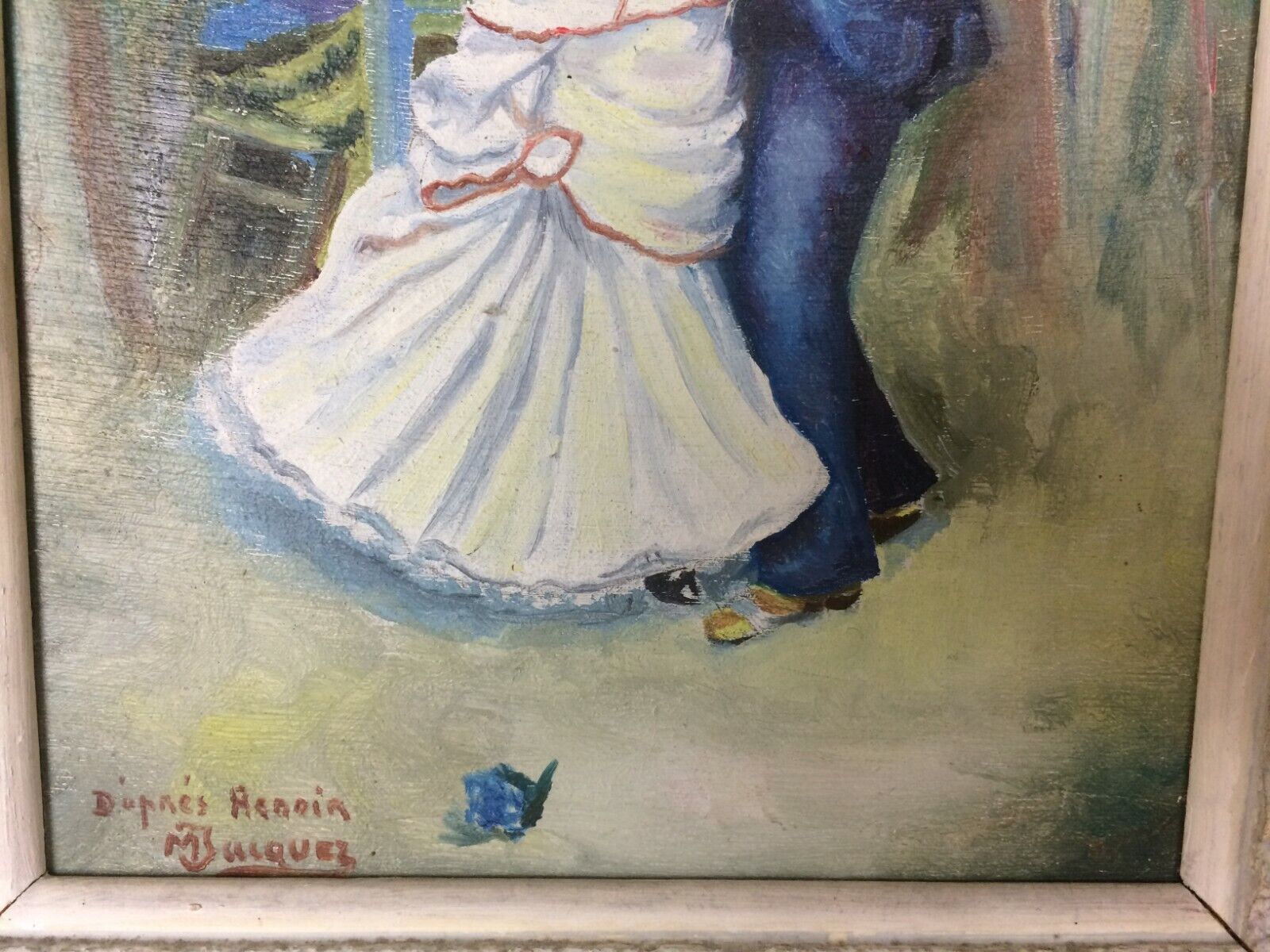 Painting La Danse à Bougival painting on wood reproduction