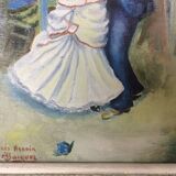 Painting La Danse à Bougival painting on wood reproduction