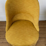 Toad armchair in gilded ribbed canvas