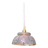 Vintage pendant lamp shade in white and gold frosted glass