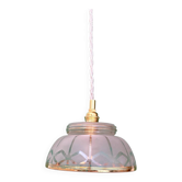 Vintage pendant lamp shade in white and gold frosted glass