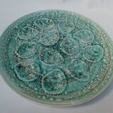 Turquoise ceramic oyster plate signed Niderviller model moss 1950 1960