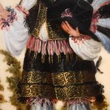 Antique 17th century marble painting, portrait of a South American nobleman