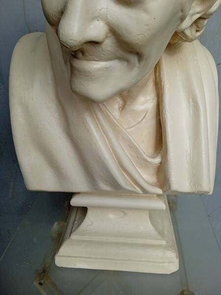 Voltaire bust in plaster 60cm th mid 20th century
