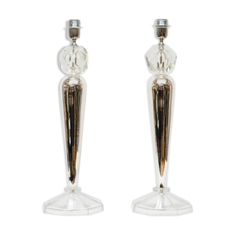 Pair of Murano glass table lamps signed "Toso Murano" (1995)