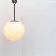 Vintage German space age glass ball pendant lamp by Limburg.