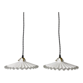 Pair of old vintage opaline pendant lamps