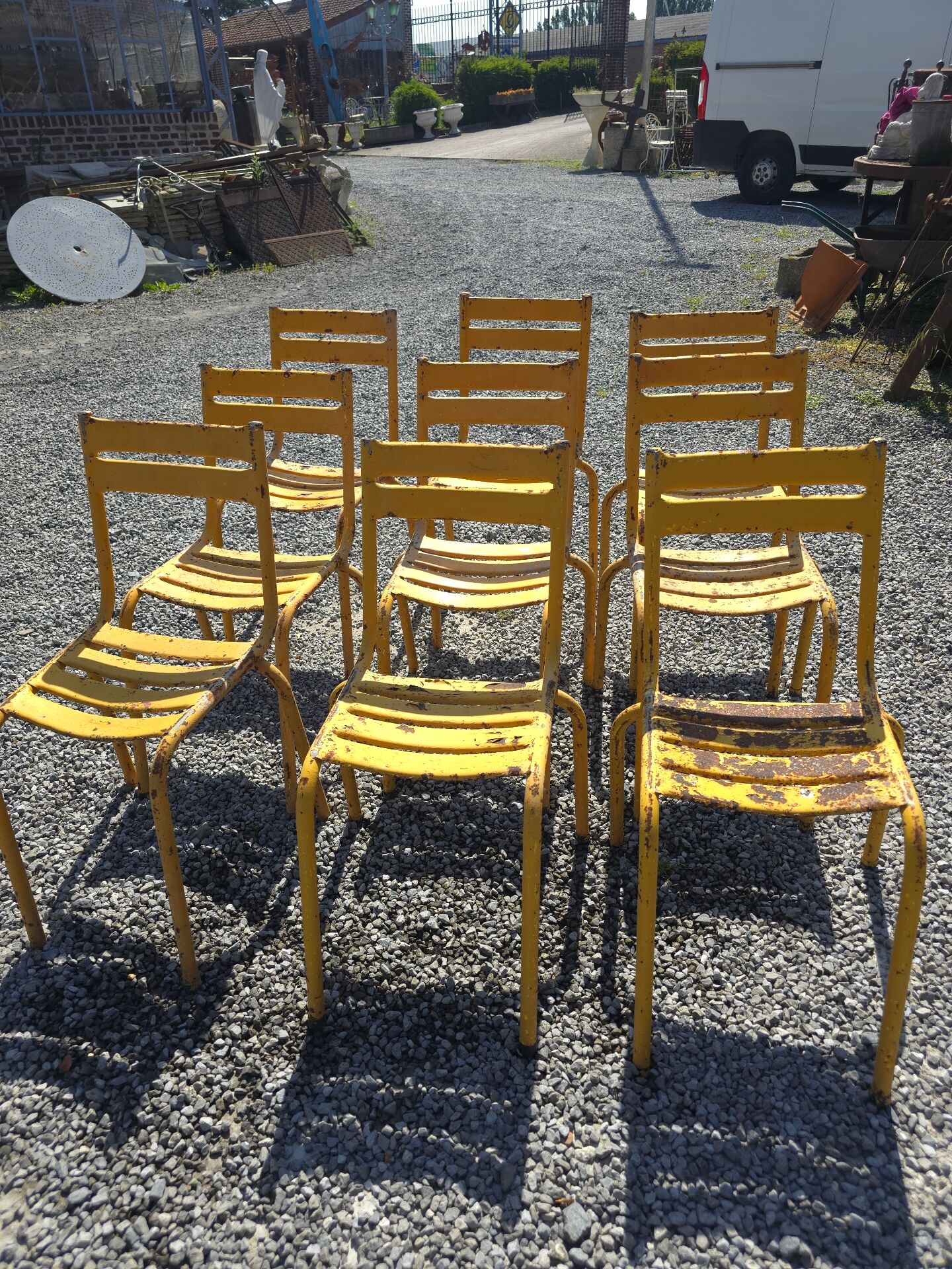 Vintage iron bistro chairs x 9