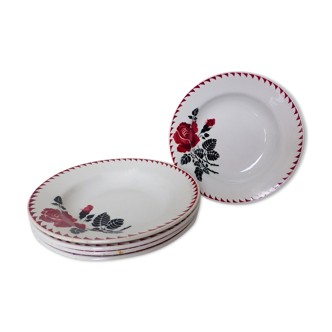 Set of 5 vintage soup plates from the St Amand factory, Café Mars model, in porcelain