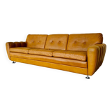 Vintage danish art deco style 3 person svend skipper sofa in tan leather