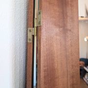 Coiffeuse vintage années 70 avec miroir triptyque & banc assorti