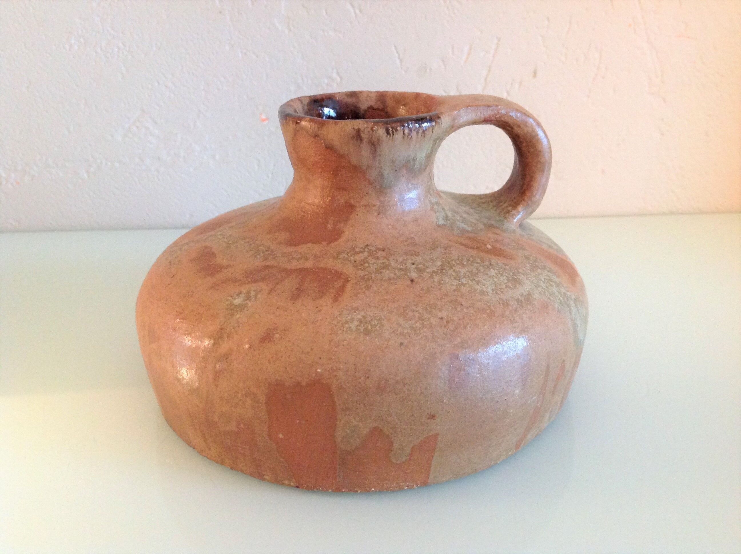 Flat vase in brown 60s-70s