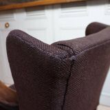 Mid-Century Brutalist Wing Armchair in the manner of Charles Dudouyt, 1950s