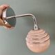Vintage golden globe elbow wall light in pink and silver Clichy glass