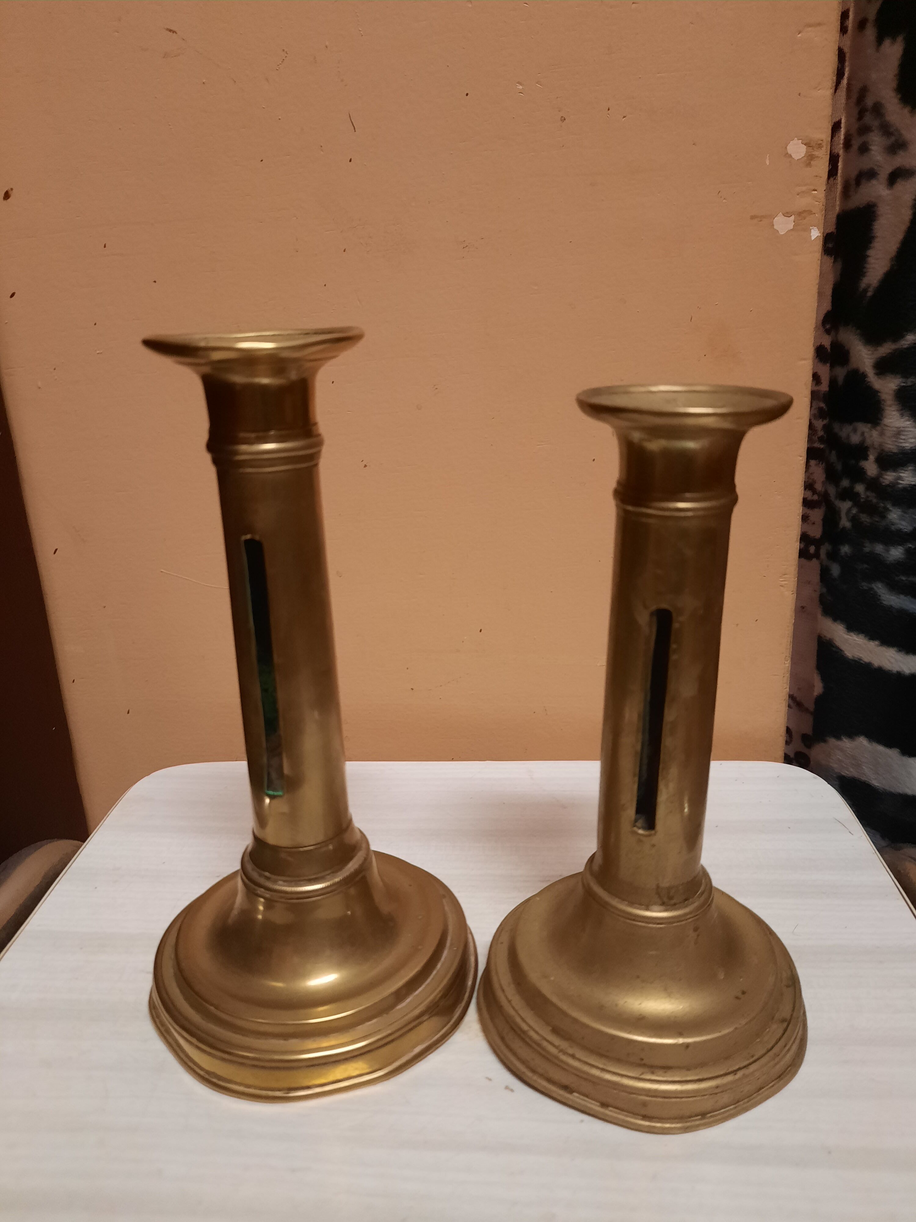 Pair of golden candle holders