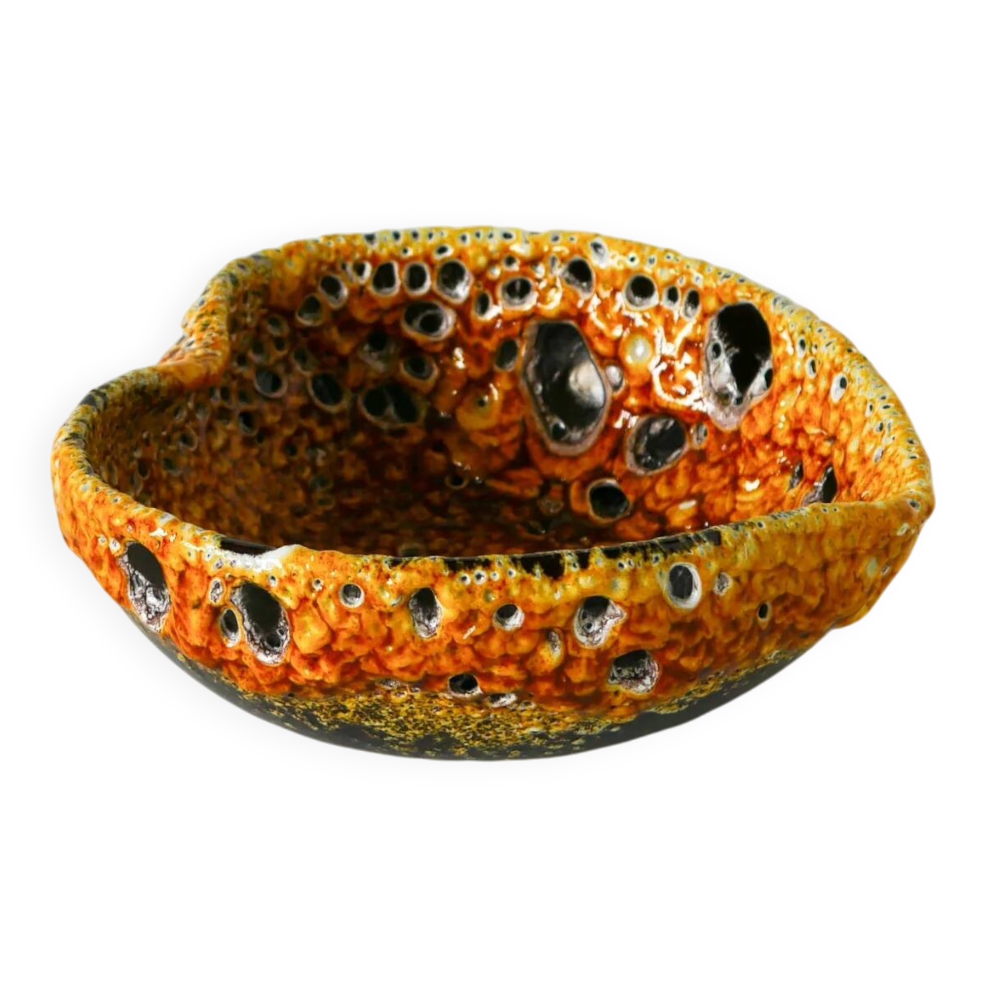 Ashtray in Fat Lava, yellow, 1970 - 15 x 5.5 cm