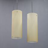 1980s pair of Aureliano Toso glass pendant lights, Italy