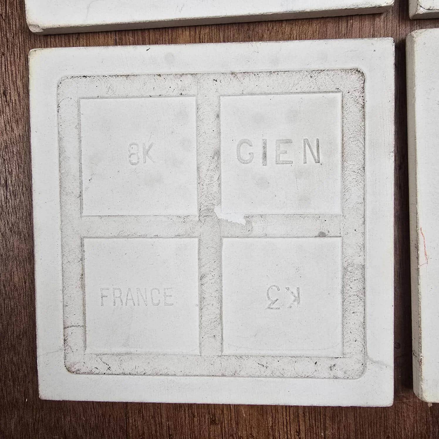 Set of 6 antique tiles gien 11x11 cm – blue and white earthenware with vintage decor