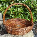 Round raw wicker basket