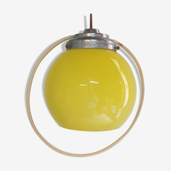 Suspension verre boule jaune vintage