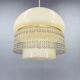 Mid-Century Opaline Glass Pendant Light with Brass Detail & Beads