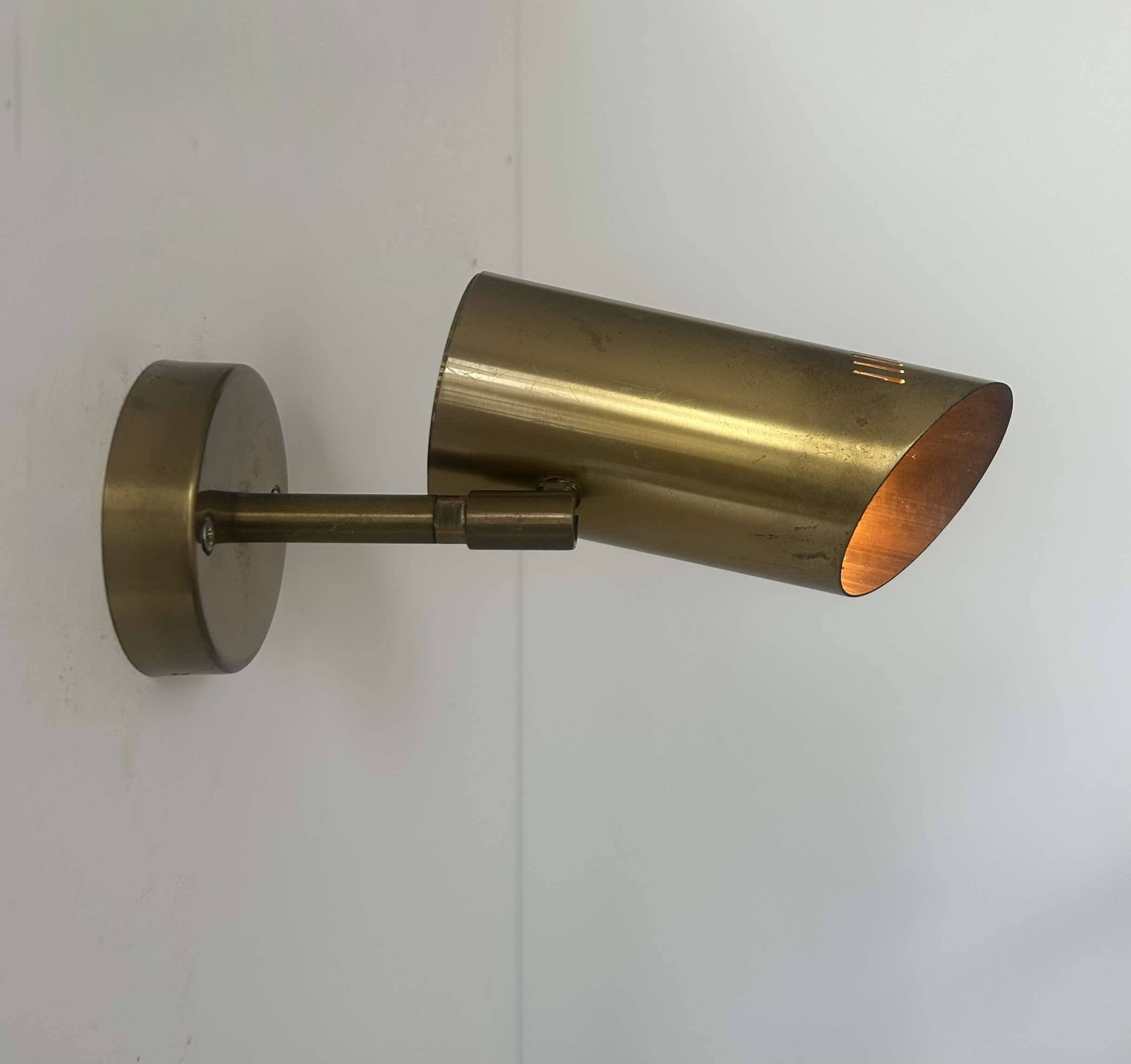 Vintage adjustable wall light, solid perforated brass, France 1960