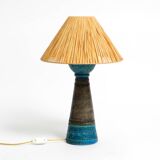 1960s Rimini Blue ceramic table lamp by Aldo Londi for Bitossi Italy