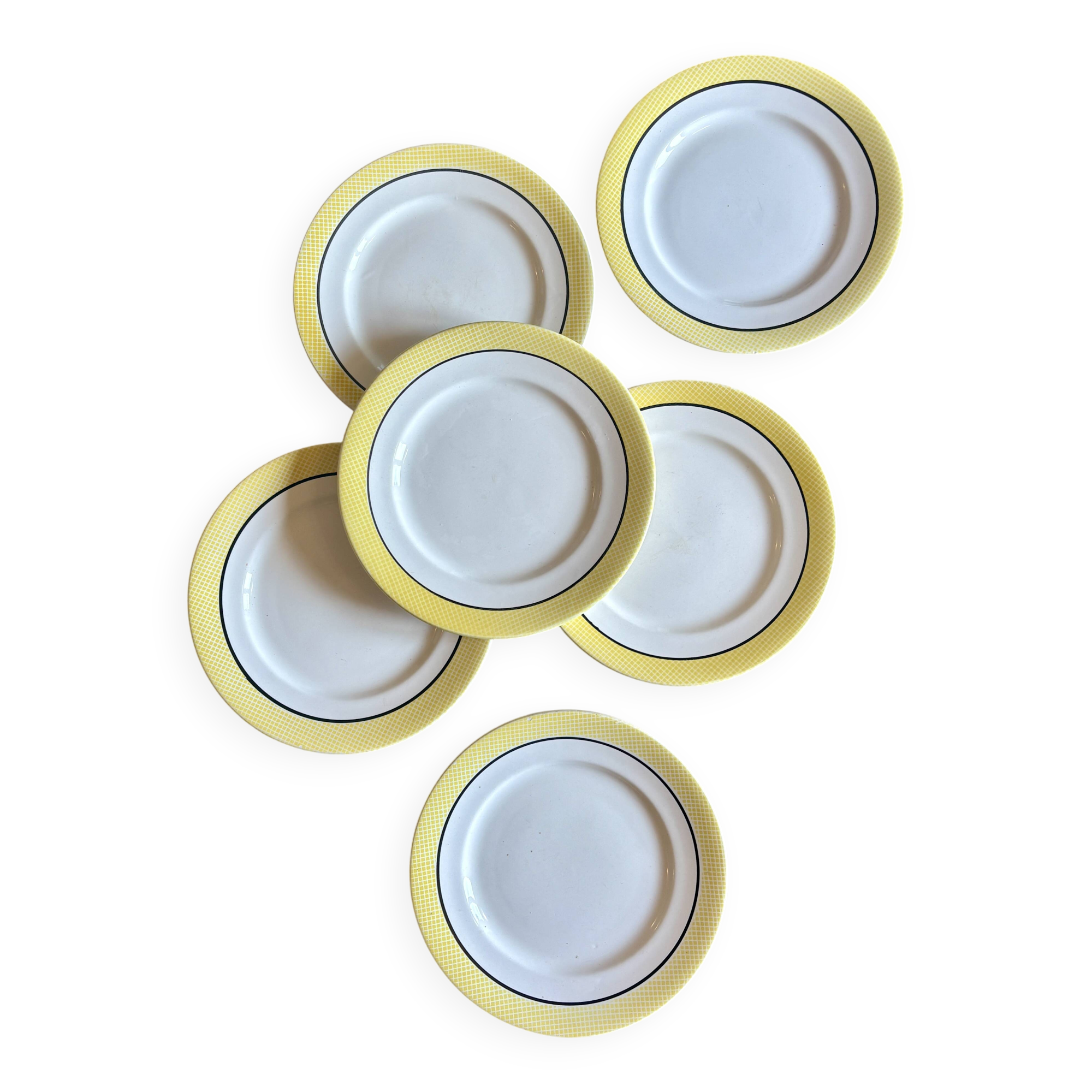 Set of 6 vintage dessert plates, Menton model by Salins