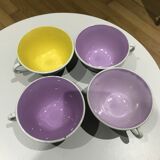 Lot of 4 cups Digoin Sarreguemines vintage