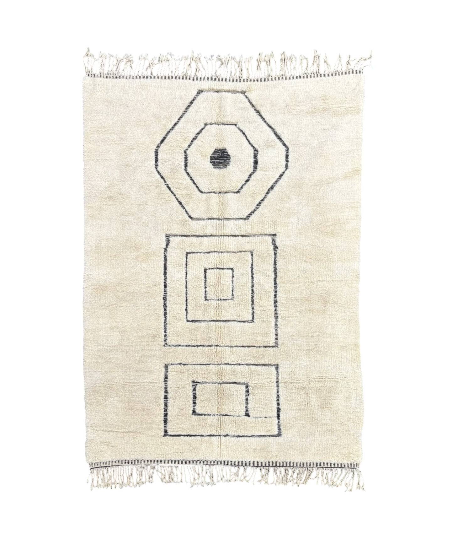 Large white Berber Beni Ouarain rug