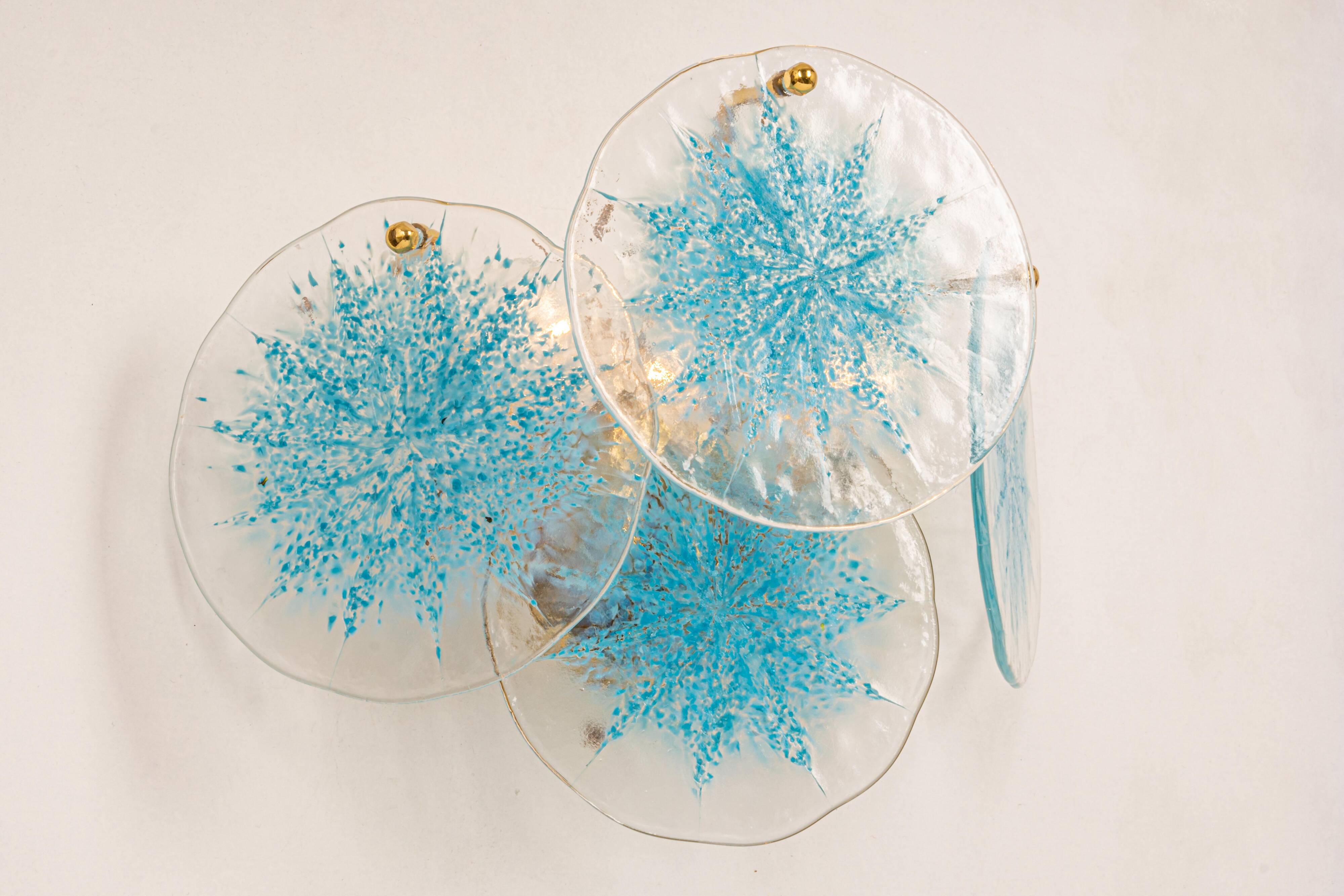 Blue Glass Disc Wall Light Vistosi, Italy, 1960s