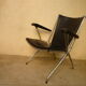 3 armchairs in black leatherette 50s