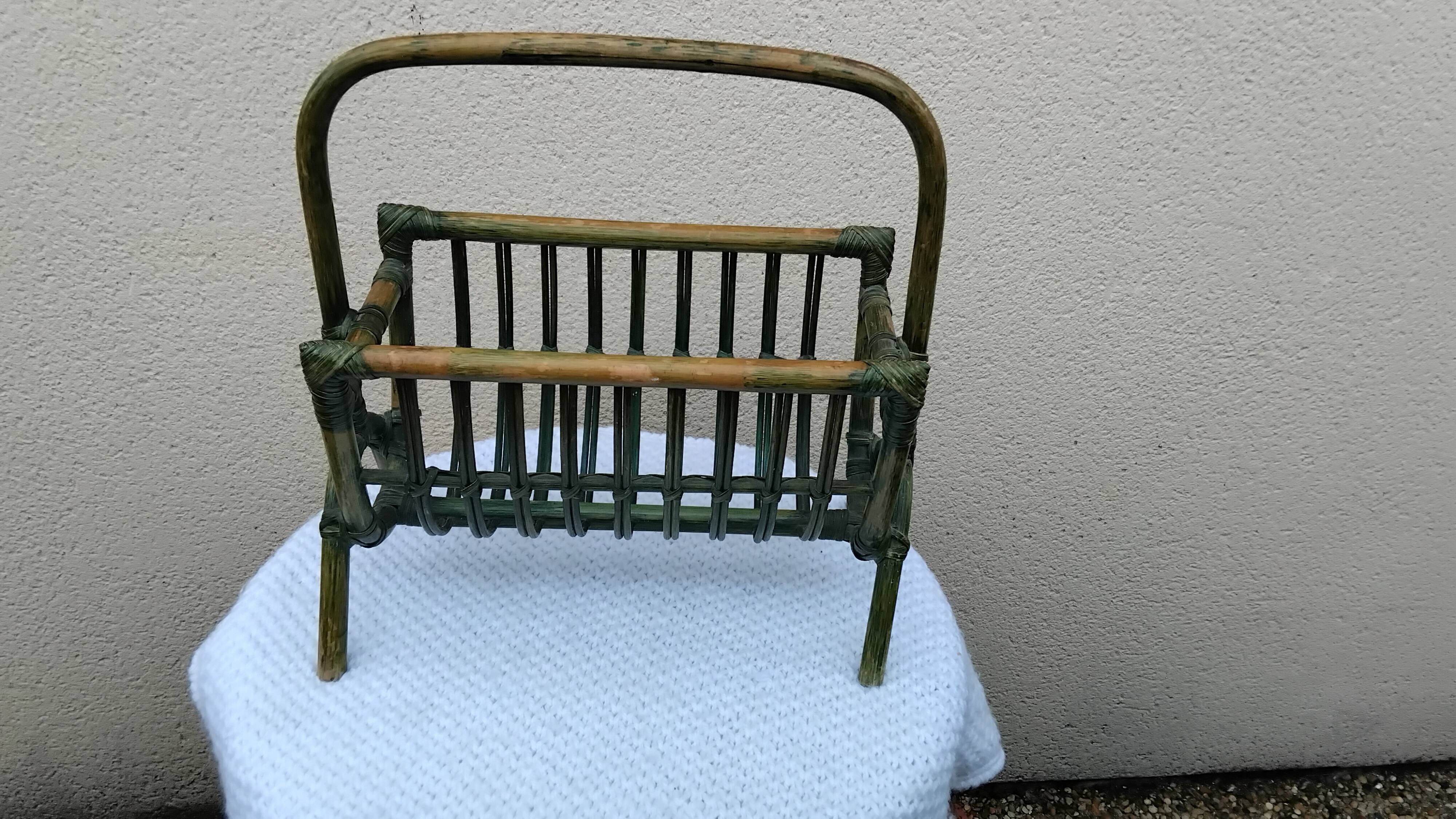 Vintage rattan magazine rack