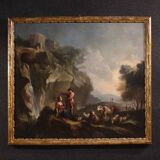 Great 18th century Italian painting, landscape with pastoral scene