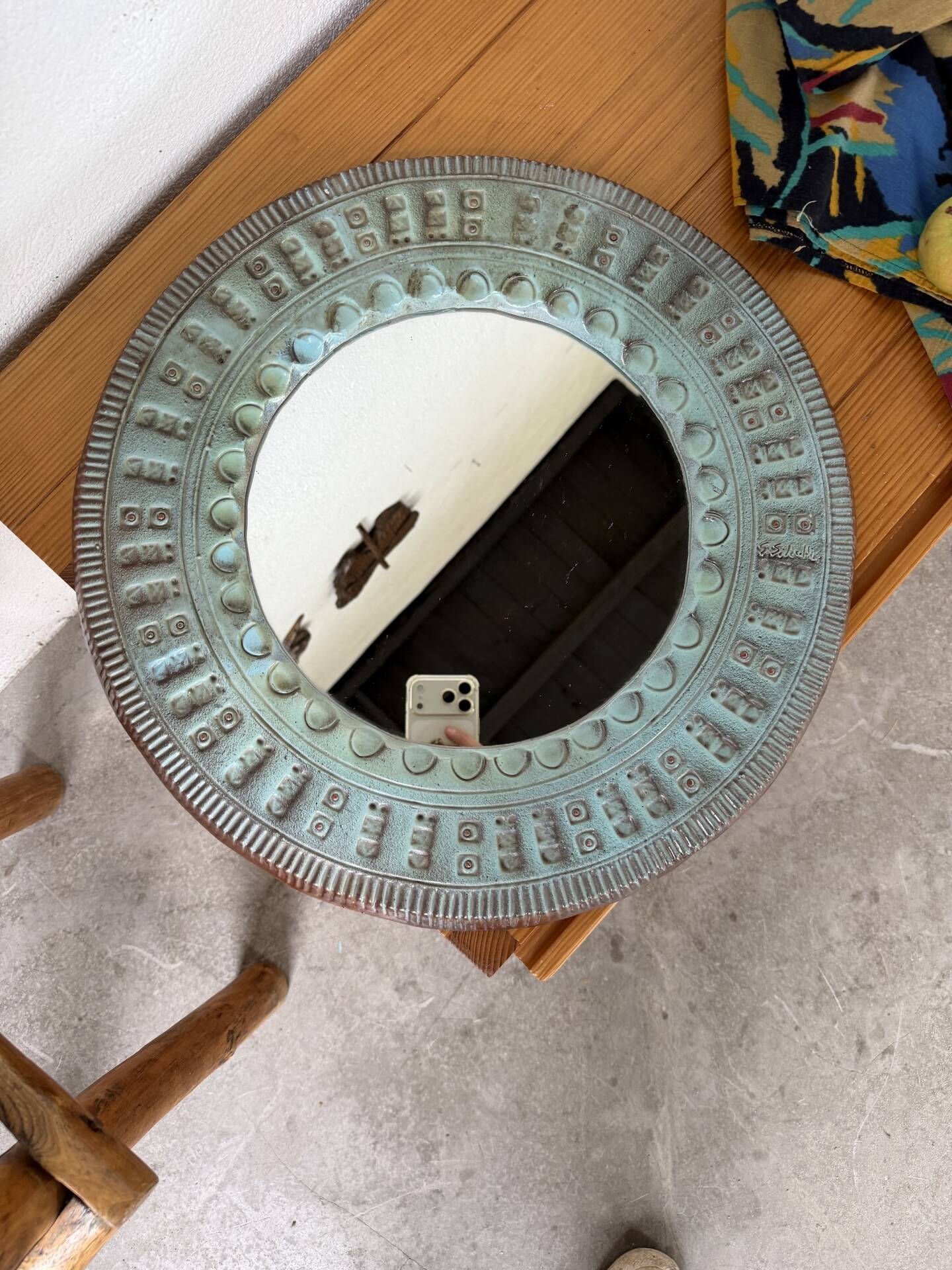 Art mirror Italy in ceramic from the 90s.