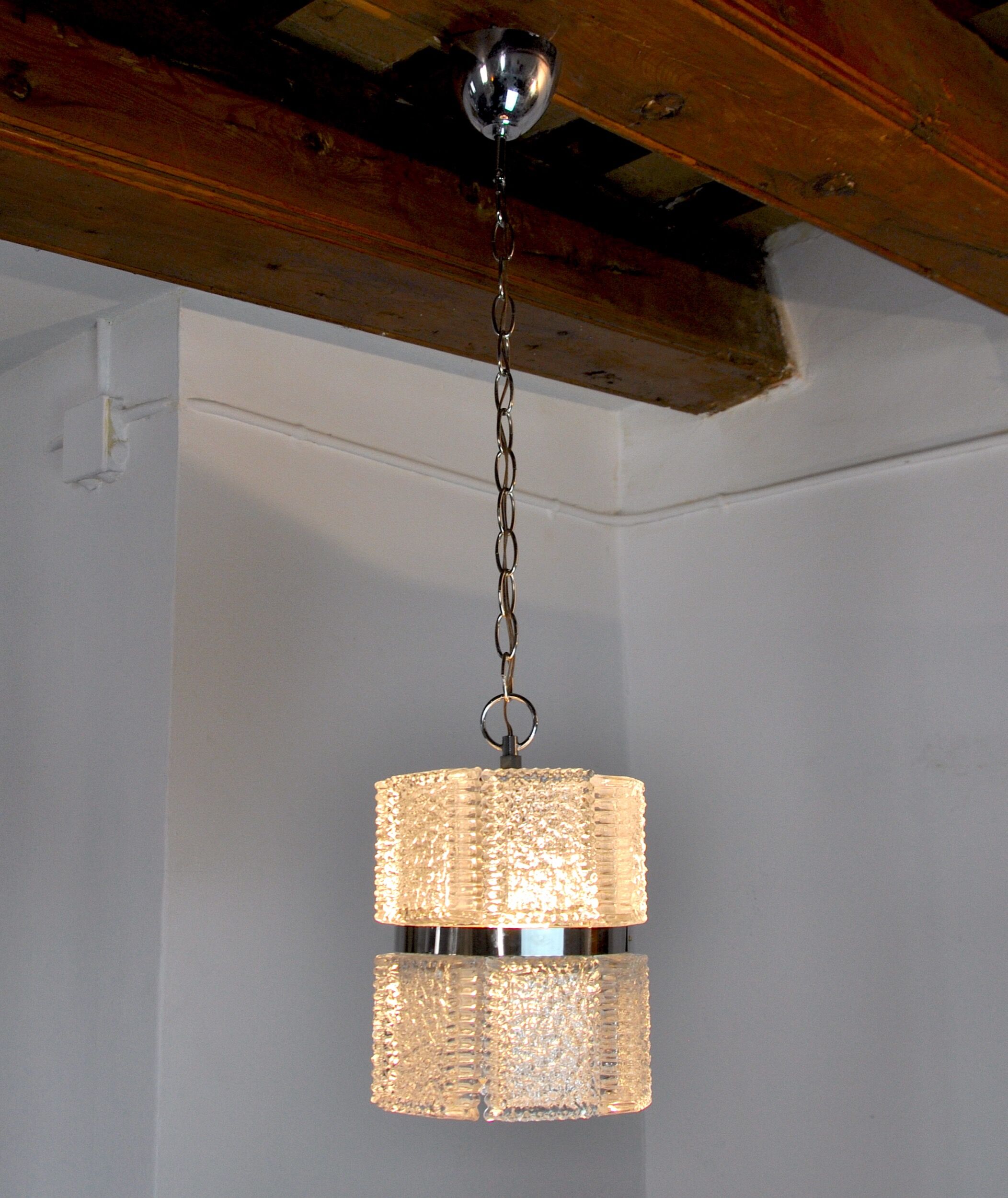 Chandelier by Kaiser Leuchten in frosted glass Germany 1960