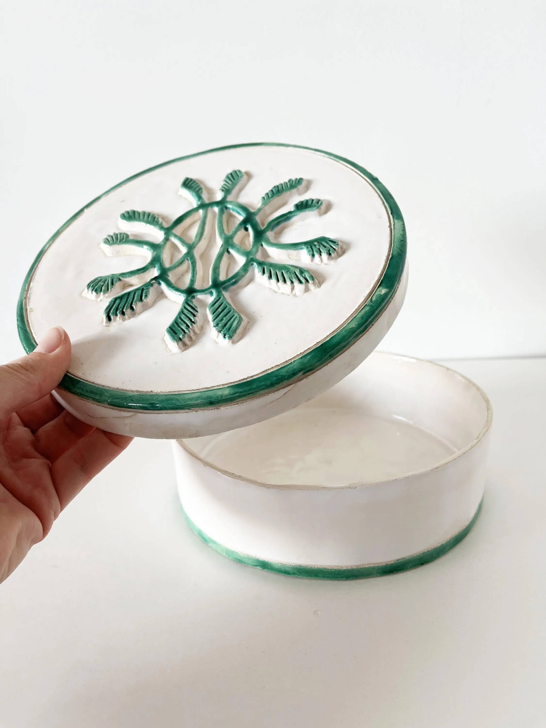 1950s embossed ceramic box