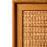 Scandinavian oak cabinet with woven rattan doors
