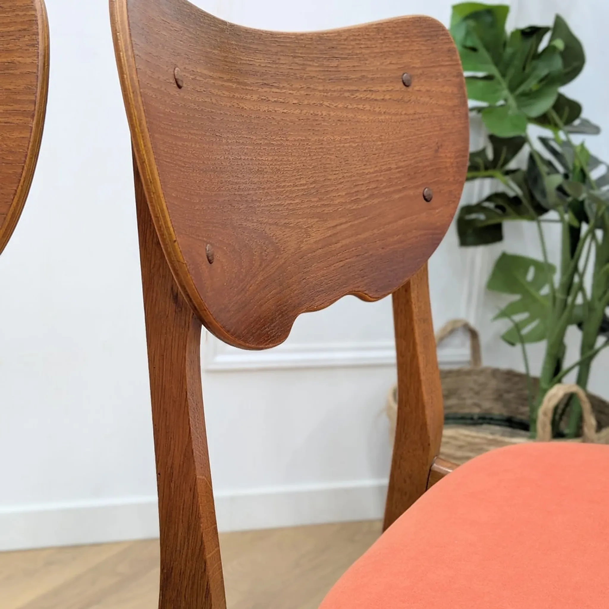 Paire chaises scandinaves vintage orange