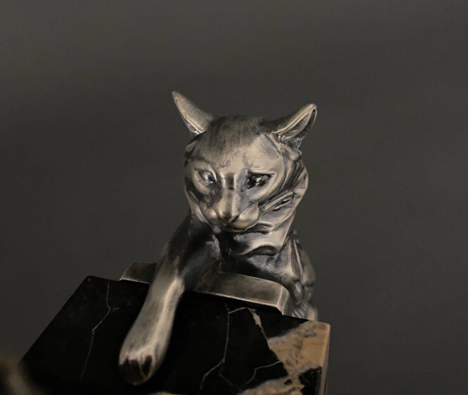 Pair of Hippolyte Moreau Art Deco spelter cat bookends