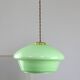 Mid-Century Italian Green Glass and Brass Pendant Lamp