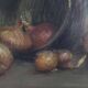 Pastel painting "Still life with onions and bottles" attr. Léonce Pellet